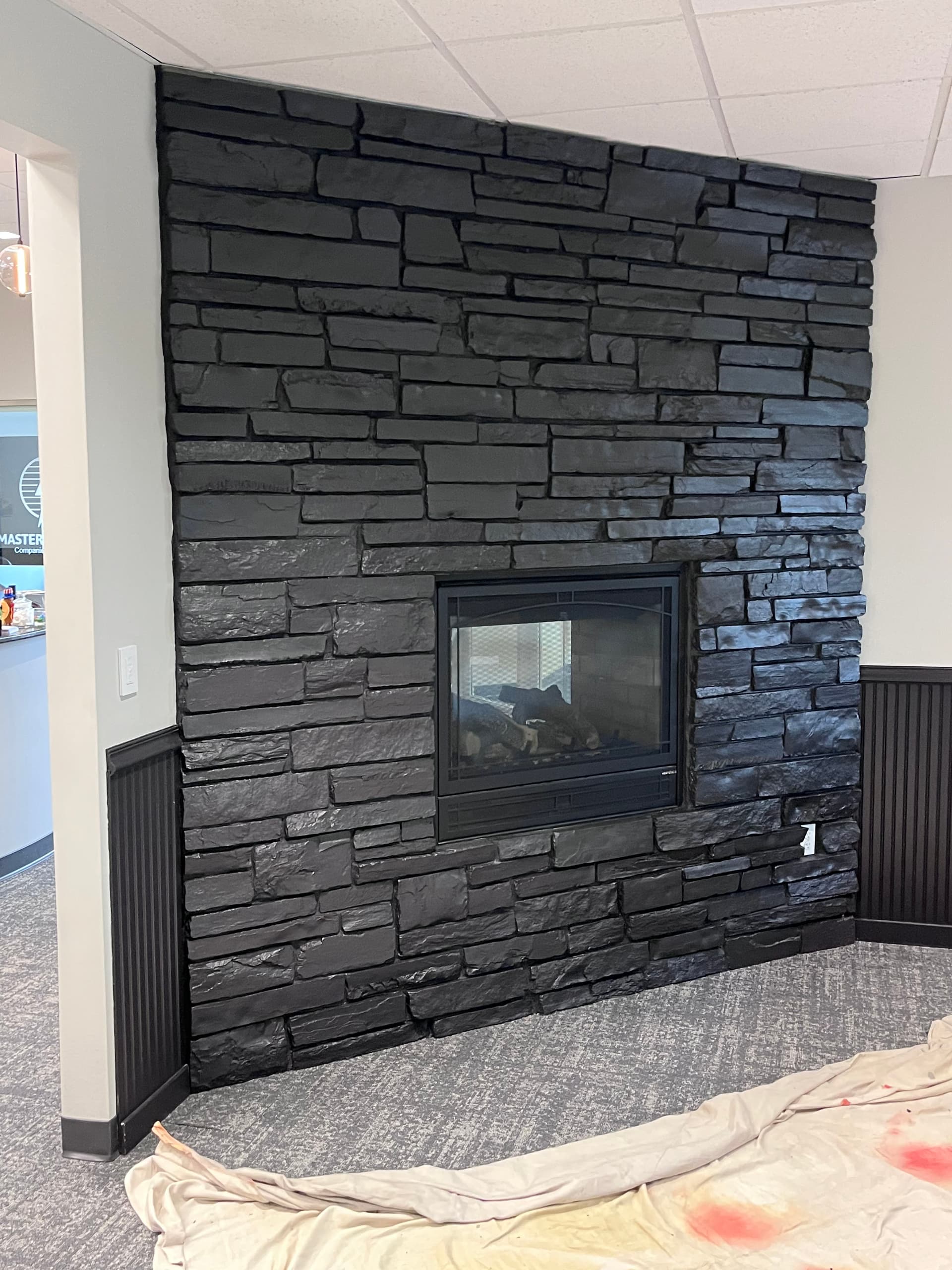 Gallery photos for Dark Stone Stain on Office Fireplaces That Actually Ties the Room Together: Image #1
