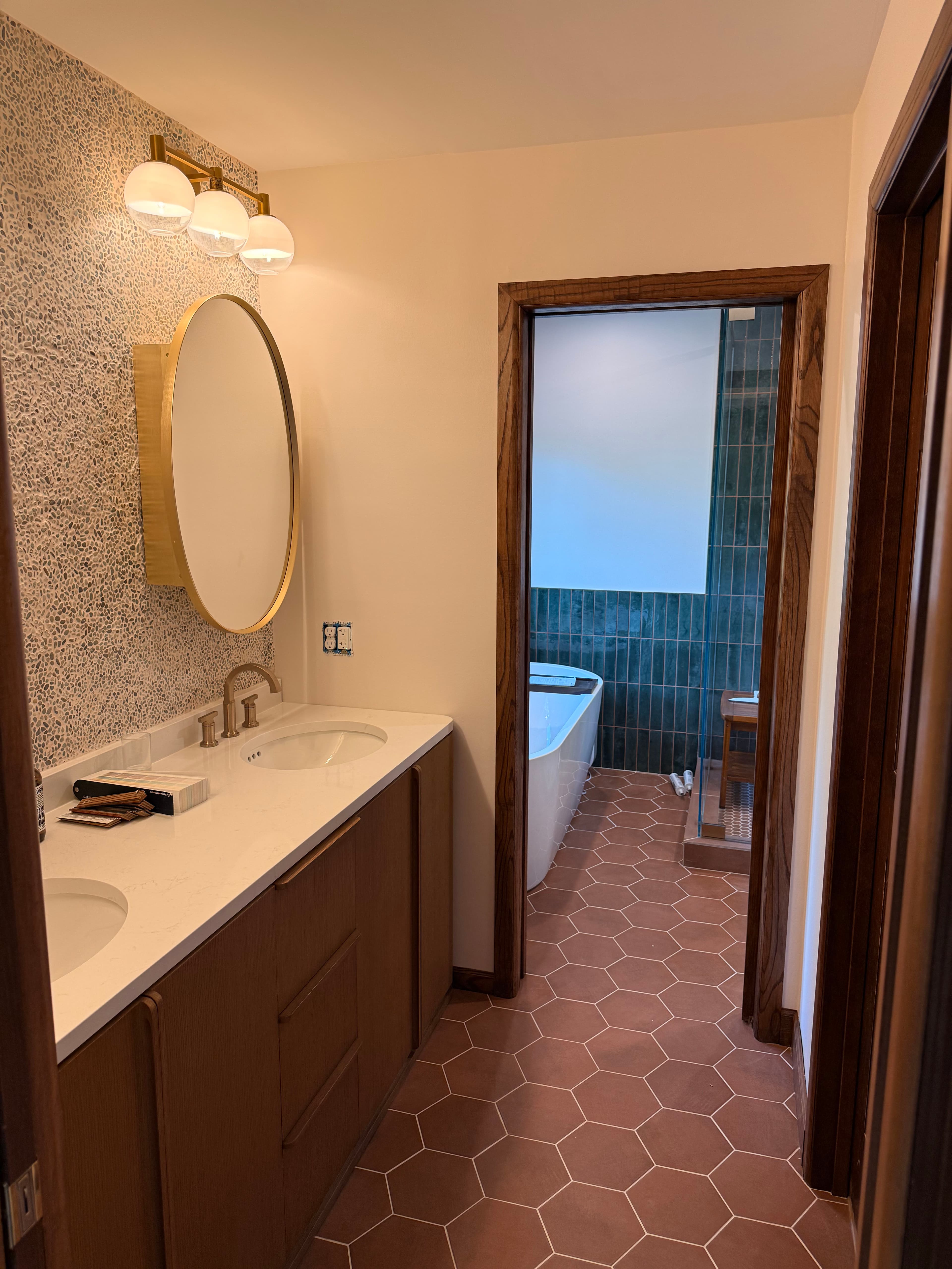 Project Custom Bathroom Remodel Paint and Stain Finish Done Right image